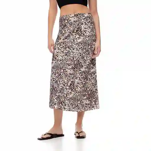 Falda Midi Tiro Alto Tejido Plano Femenino Lufow Gef