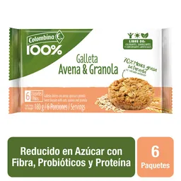 Colombina 100% Galleta Avena y Granola con Quinua, Coco y Uvas