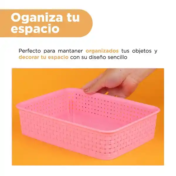 Organizador Cesta Almacenamiento Rosa Serie Tejida L Miniso