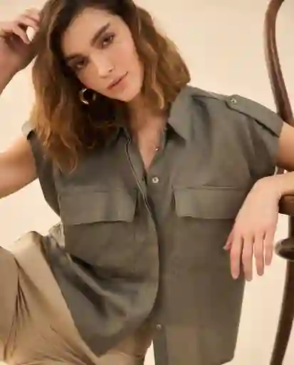 Camisa Verde Aceituna Oscuro Talla M 412G000 Esprit
