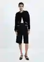 Chaqueta Cazadora Tricot Bruna Negro Talla M Mujer Mango