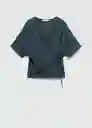 Blusa Sello-w Azul Noche Talla M Mujer Mango