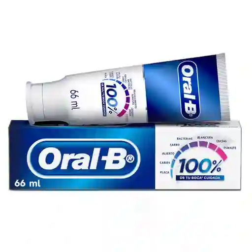 Crema Dental Oral-B 100% De Tu Boca* Cuidada Encías más Saludables en 2 semanas Combate la formación de caries desde la raíz 66ml