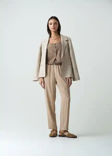 Pantalón Yumi Mujer Beige Polvillo Medio Talla M 532G380 Naf Naf