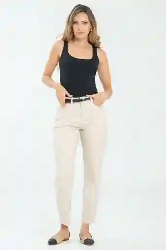 Pantalón Mom Cinco Bolsillos Color Beige Claro Talla 8 Ragged