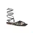 Sandalias Plana Flora Negro Talla 38