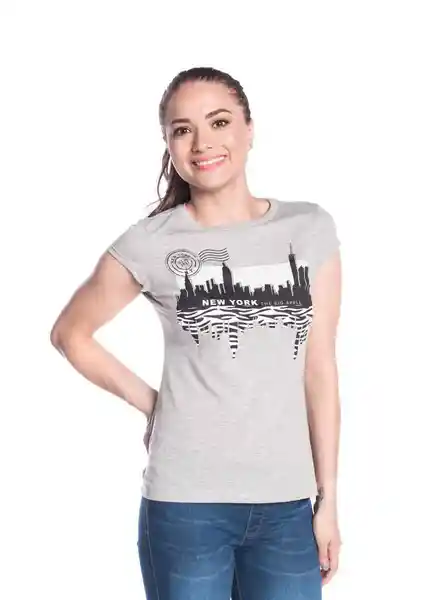 Camiseta Manga Corta Mujer Jaspe Gris Talla M 23081 People