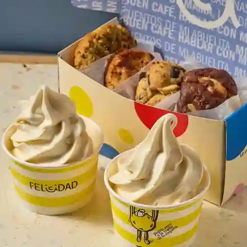 Combo Caja X4 Mega Cookies + 2 Helados