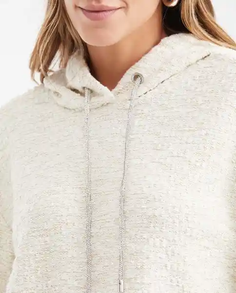 Buzo Hoodie Shiny Cord Crudo Cannoli Claro Talla M Chevignon