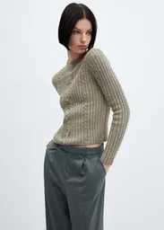 Buzo Jersey Shiney Khaki Talla S Mujer Mango