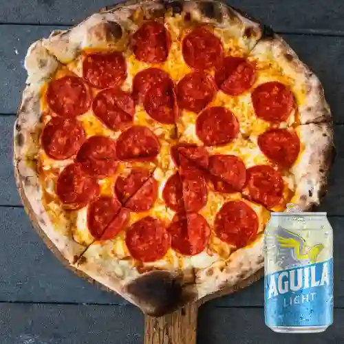 Combo Pizza Peperoni + Aguila Light 355 ml