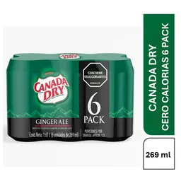 Canadá Dry Pack Gaseosa Ginger Ale Cero Calorías 269 mL