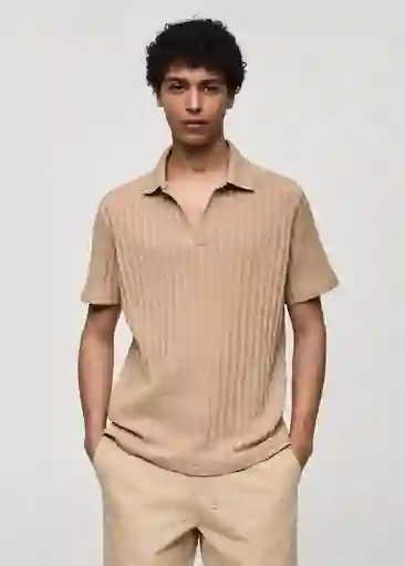 Polo Creto Beige Talla L Hombre Mango