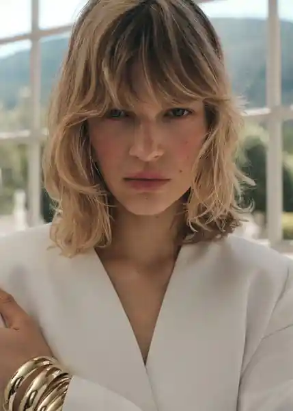 Blazer Americana Harry Blanco Talla XS Mujer Mango