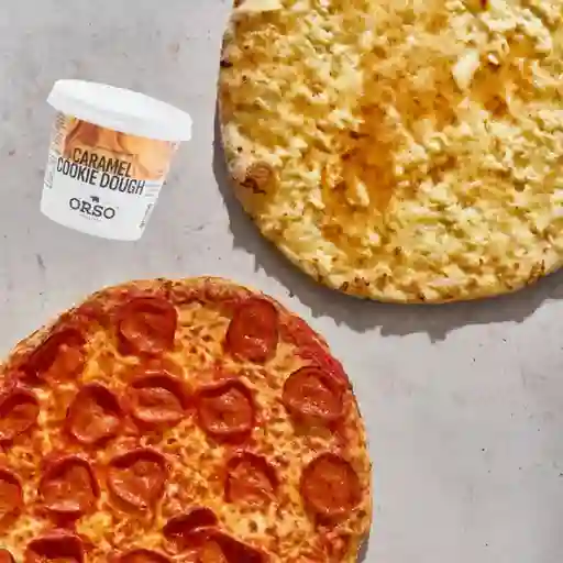 2 Pizzas + helado orso