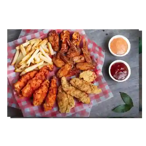 Bandeja familia gallo y papas