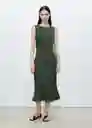 Vestido Cava Verde Talla M Mujer Mango