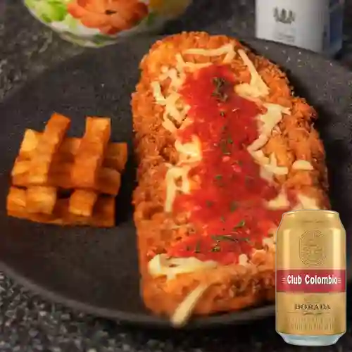 Combo Pollo Alla Parmigiana + Club Col. Dorada Lata 330ml