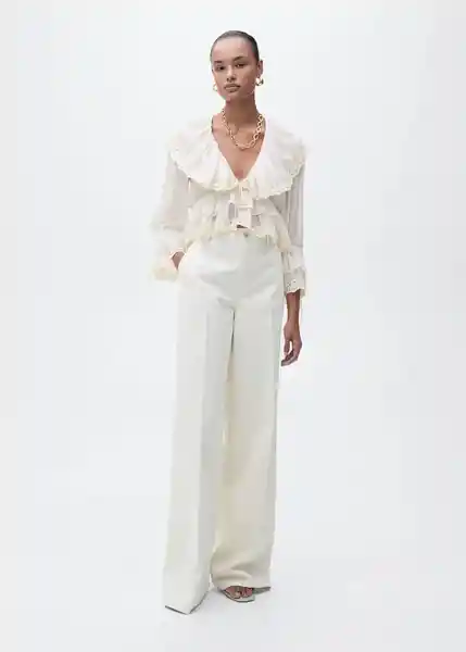 Blusa Bambina Crudo Talla M Mujer Mango
