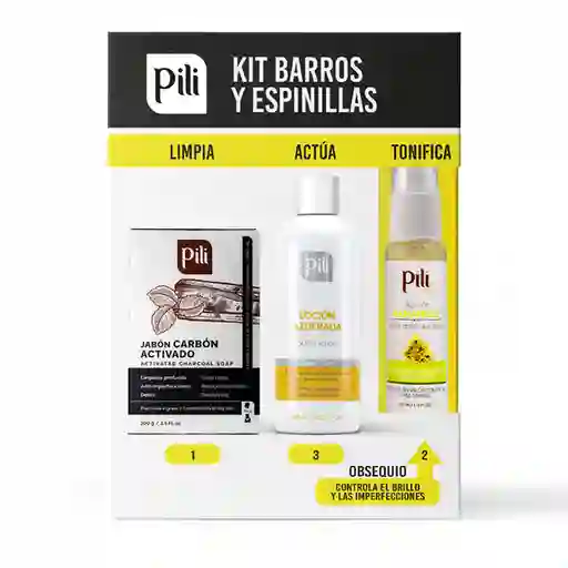 Pili Kit Barros y Espinillas Limpia Actúa y Tonifica