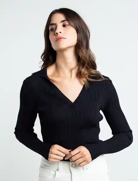 Blusa Tejido Color Negro Puro Ultraoscuro T. S 589E029 Naf Naf