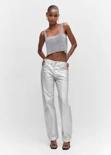 Top Graya Plata Talla M Mujer Mango