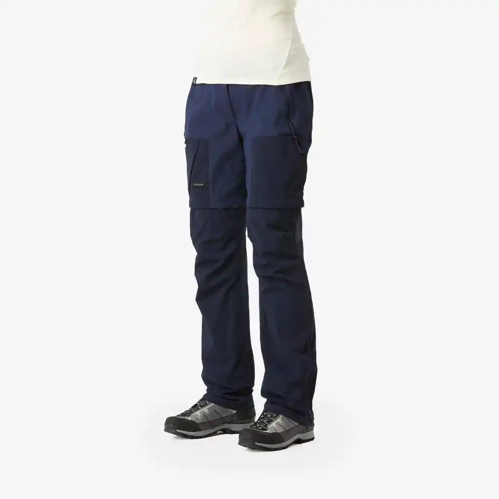 Pantalón Convertible 2 en 1 Para Trekking Mujer Forclaz Mt500 Azul Oscuro