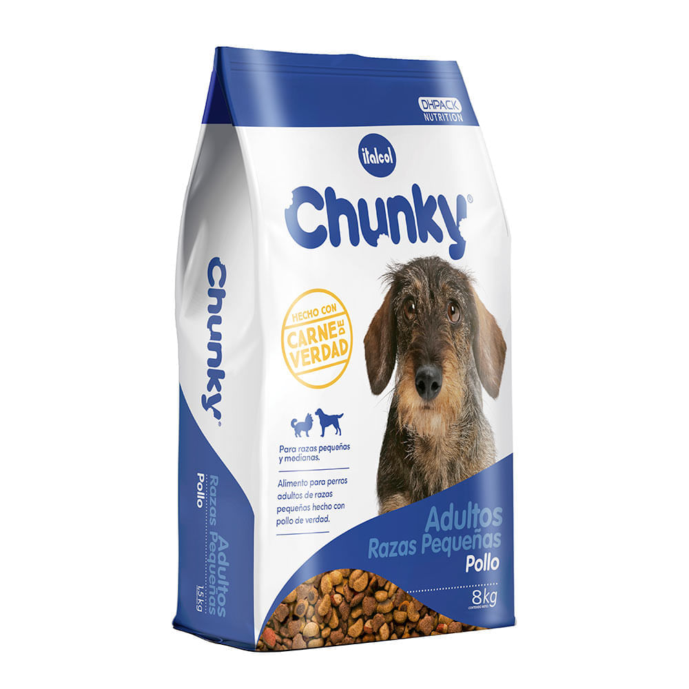 Chuncky Alimento para Perro Adulto Razas Pequeñas Sabor a Pollo 8 kg