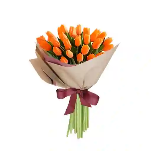 Arreglo Floral 25 Tulipanes Naranjas Raggio Di Sole En Ramo