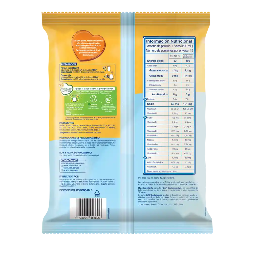 Leche en polvo KLIM Deslactosada x 360g