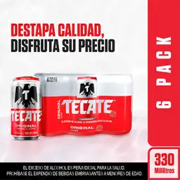 Cerveza Tecate Sixpack Lata 330 ml