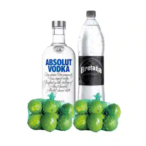 Combo Absolut Vodka Original + Bretaña Bebida Tipo Soda Limón