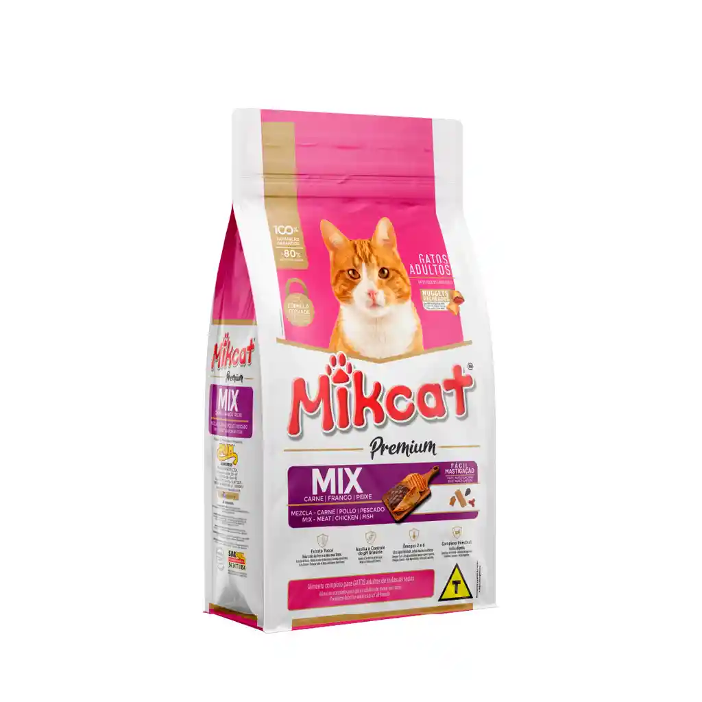 Mikcat Alimento para Gato Adulto Premium Nuggets Sabor Mix