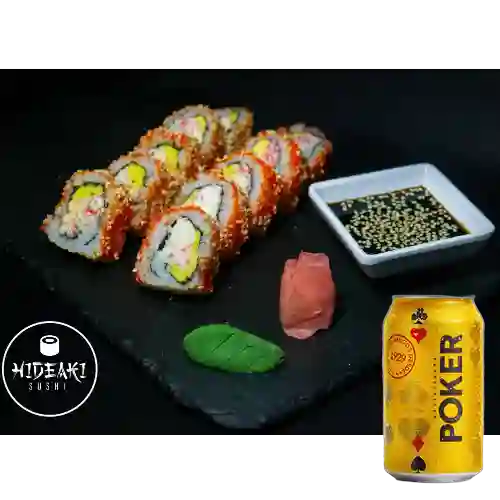 Combo Dinamita Rolls + Cerveza Poker Lta 330ml