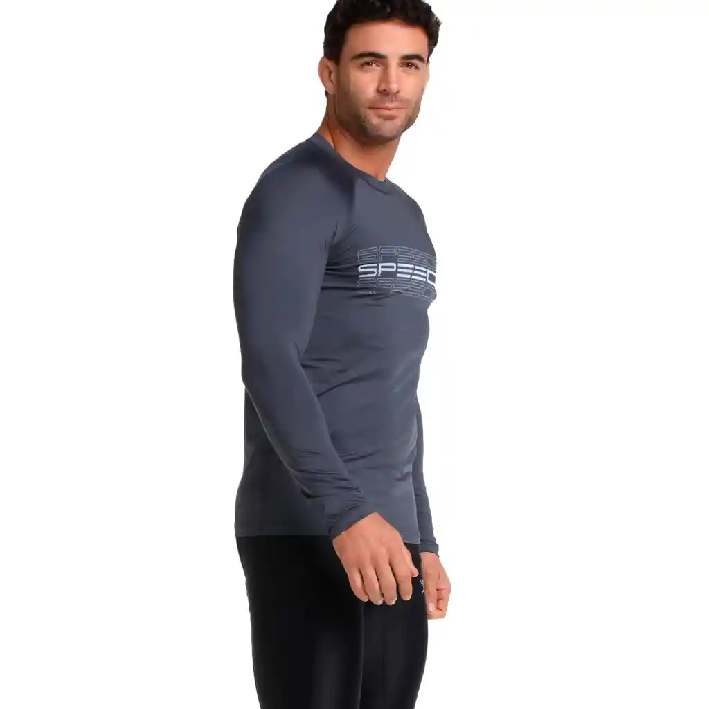 Camiseta Manga Larga Sunshine Speedo Lines Hombre Gris-xxl