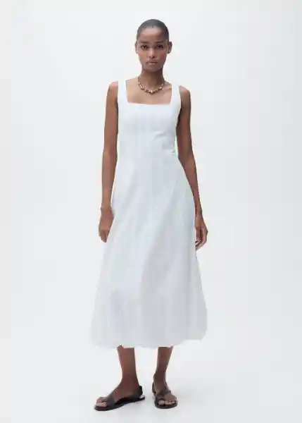 Vestido Pleats Blanco Talla S Mujer Mango