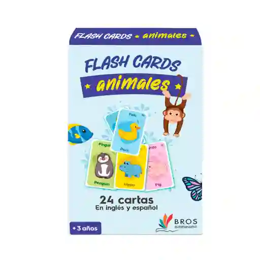 Libro Flash Cards Animales 24 Cartas en Ingles y Espanol