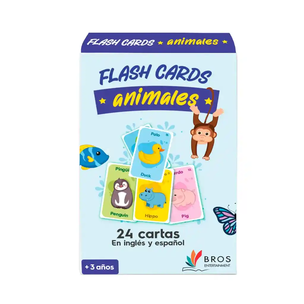 Libro Flash Cards Animales 24 Cartas en Ingles y Espanol