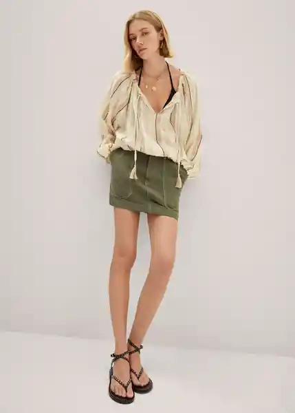 Blusa Claire Crudo Talla S Mujer Mango