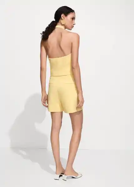 Short Lilo Amarillo Pastel Talla L Mujer Mango