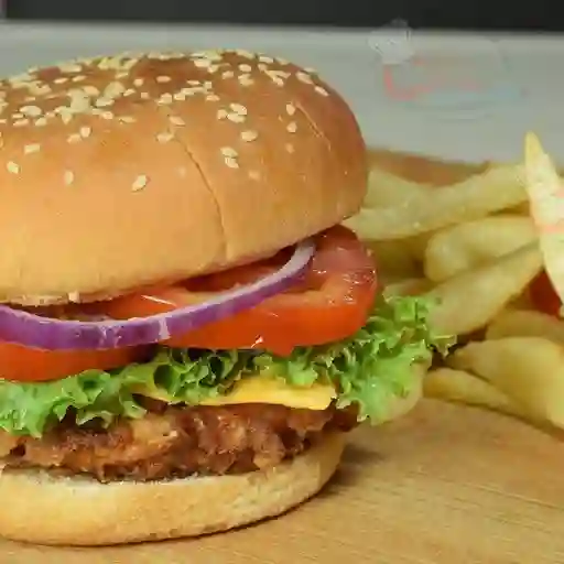 Hamburguesa de Pollo y Papas Francesa