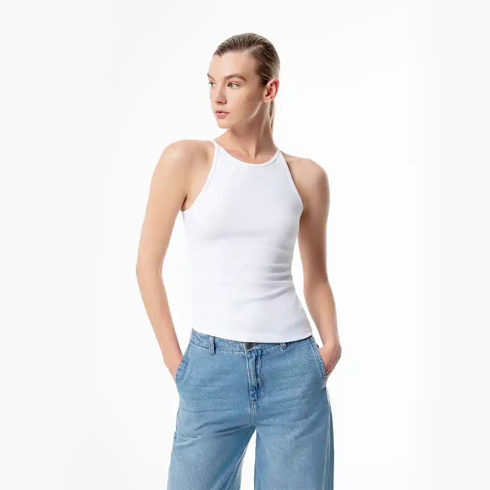 Camiseta Con Tiras Tejido de Punto Algodón Femenino Lapi Gef Talla S