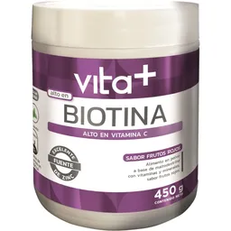 Vita+ Biotina Alto en Vitamina C en Polvo Sabor Frutos Rojos
