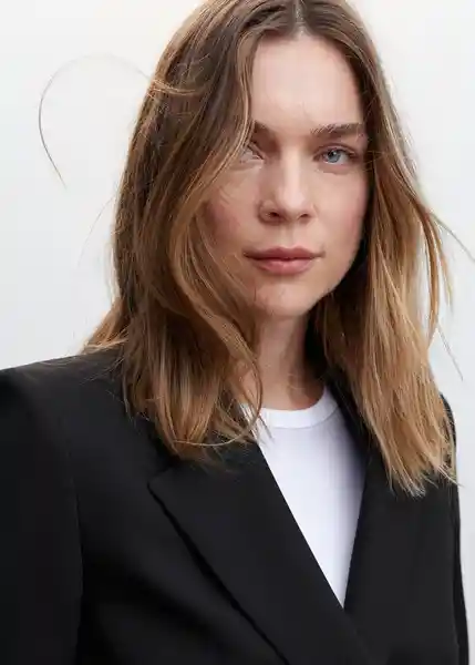 Blazer Americana Greta Negro Talla M Mujer Mango