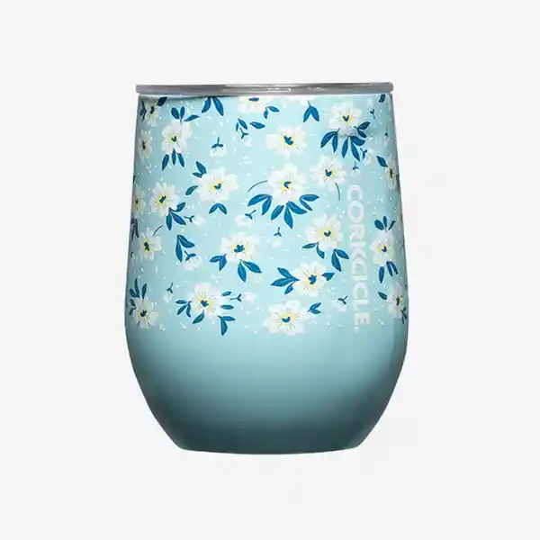 Corkcicle Vaso Stemless Floral Azul 12 Oz