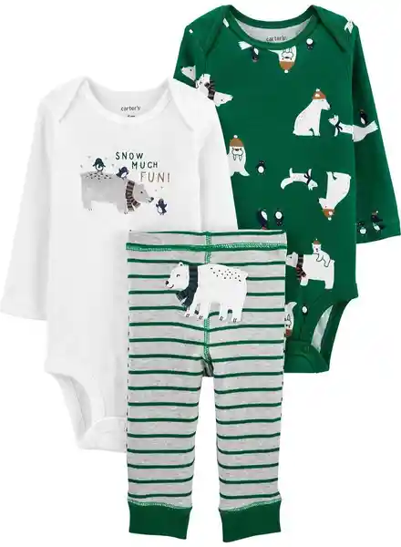 Carters Conjunto 3 Piezas Osos Polares Verdes Talla 6 Meses