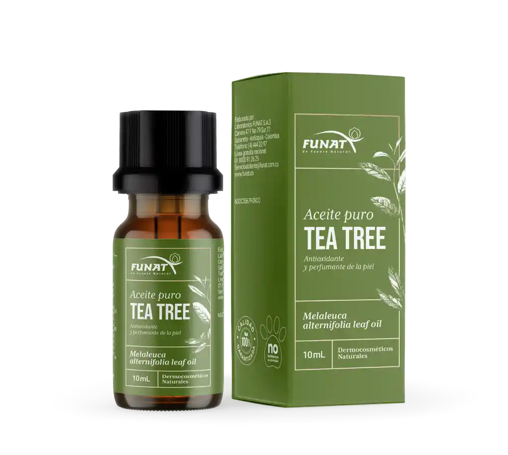 Funat Aceite de Árbol de Té Puro Mejora la Textura y Suaviza la Piel