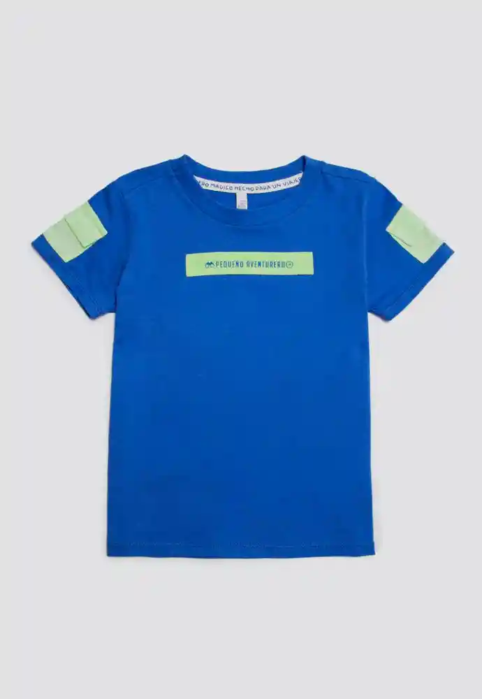 Camiseta Manga Corta 6/9 Meses-azul