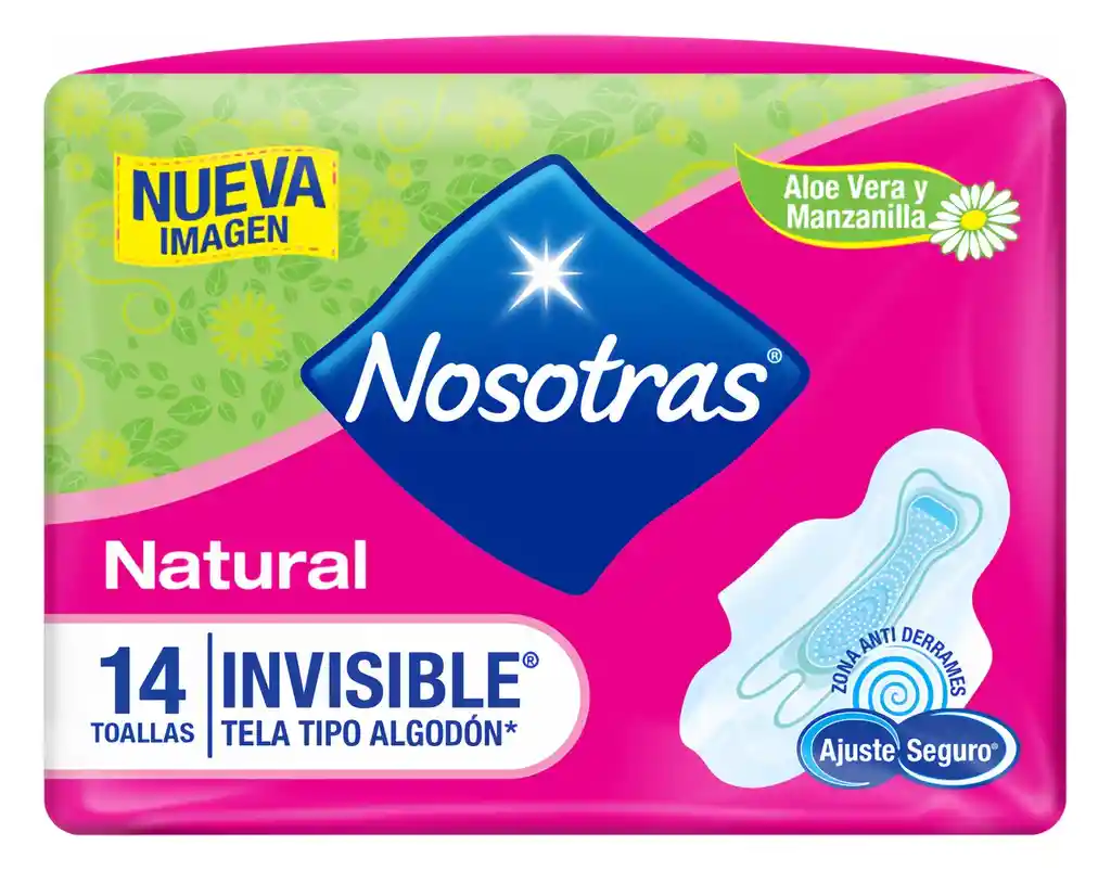 Nosotras Toallas Higiénicas Femeninas Natural Invisible 