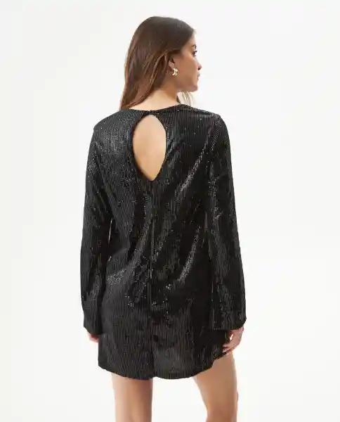 Vestido Sequin Dress Negro Sombrio Ultraoscuro Talla L Chevignon